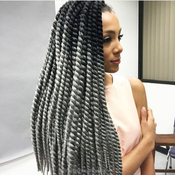 60cm 1B/Grey Havana Twist Crochet Braid Hair Extensions Afro Kinky ...